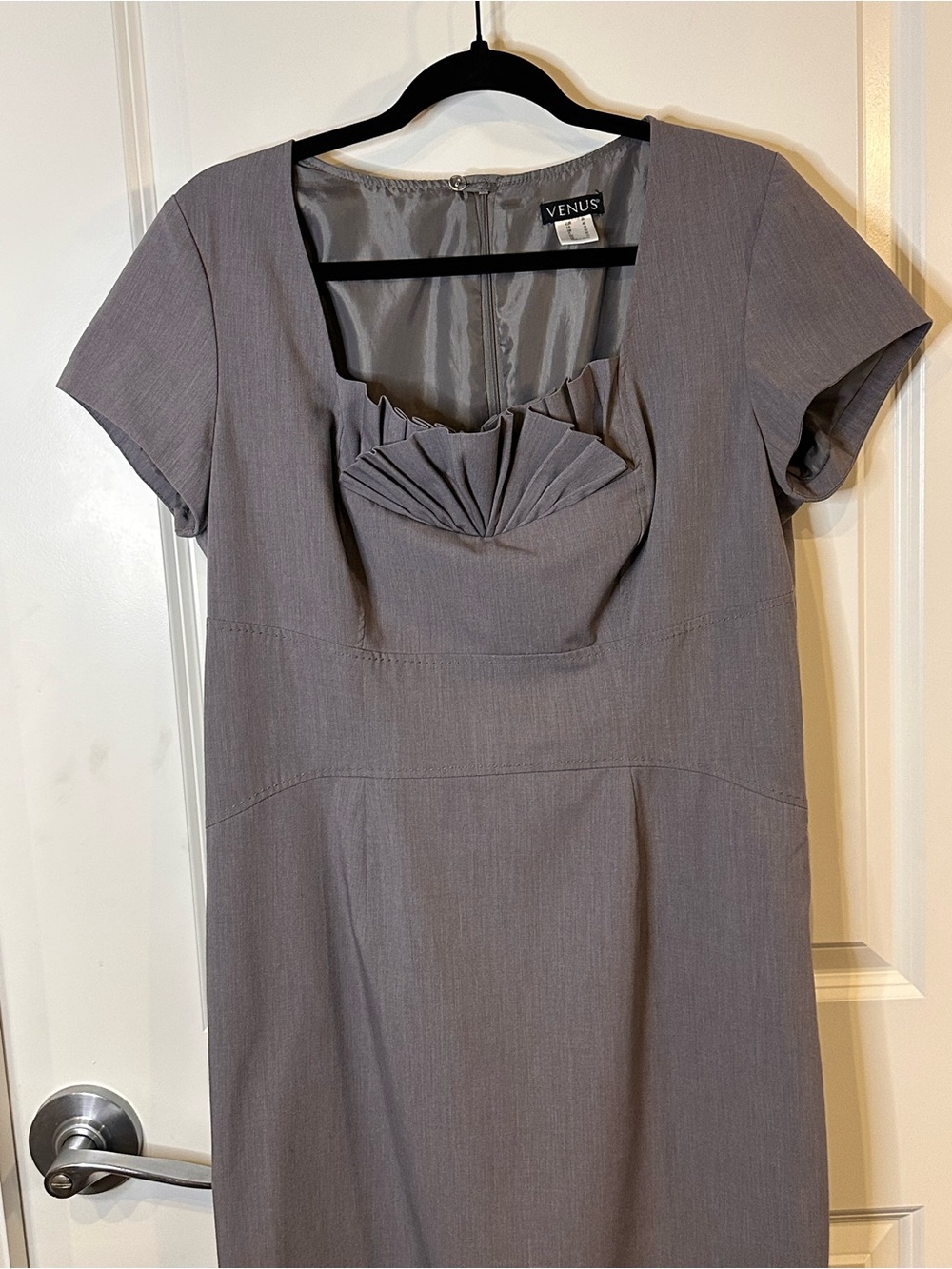 VENUS Gray Pleated Bust Sheath Dress Size 12